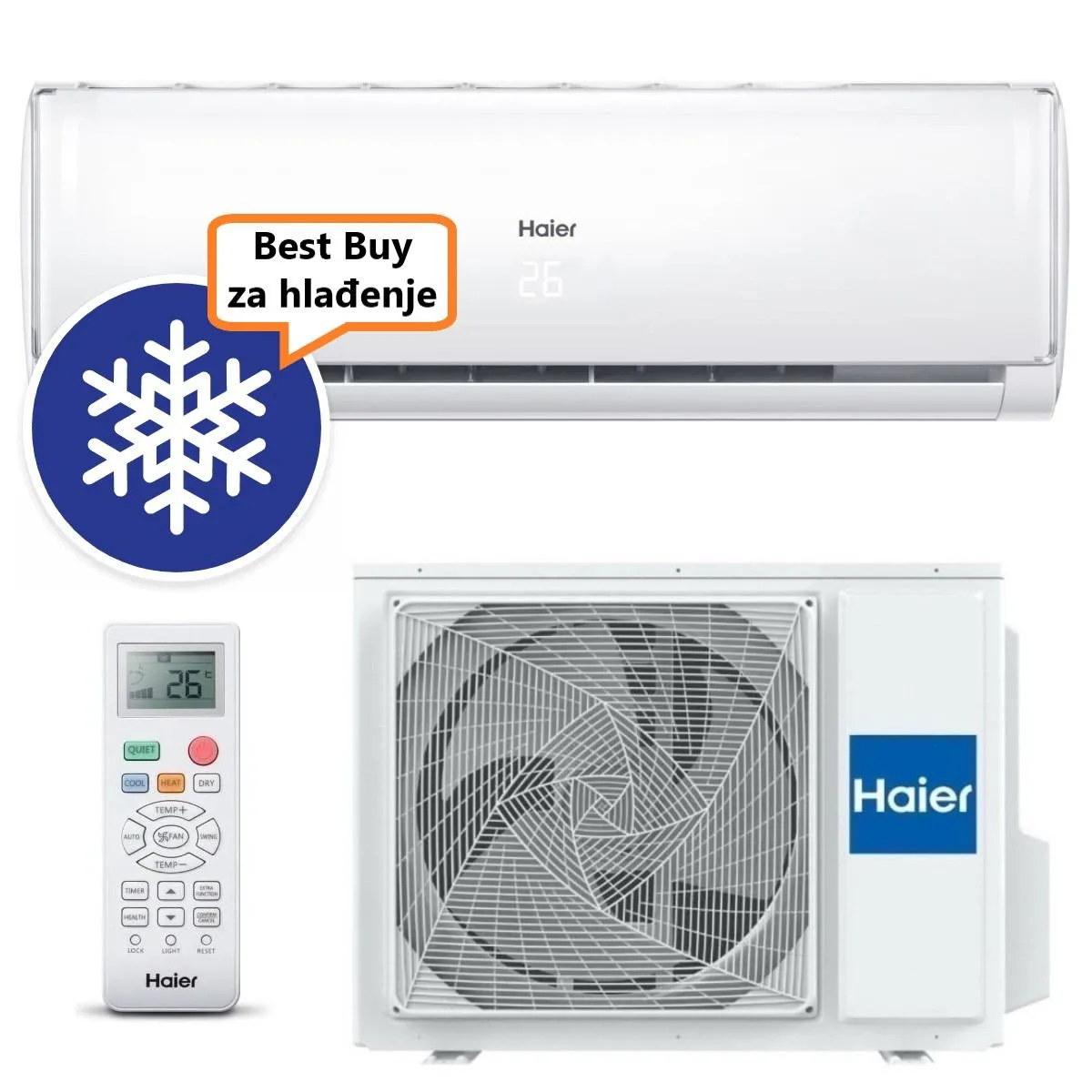 HAIER KLIMA UREĐAJ 2,6kW AS25TAEHRA-THC/1U25YEFFRA - Tundra Green Plus Wi-Fi, za prostor do 25m2, A++ energetska klasa - Zagreb