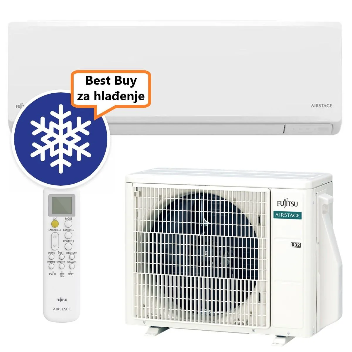FUJITSU KLIMA UREĐAJ 2,5kW ASEH09KLTA/AOEH09KLTA - Airstage eco pro inverter, za 25m2, A++ energetska klasa - Zagreb