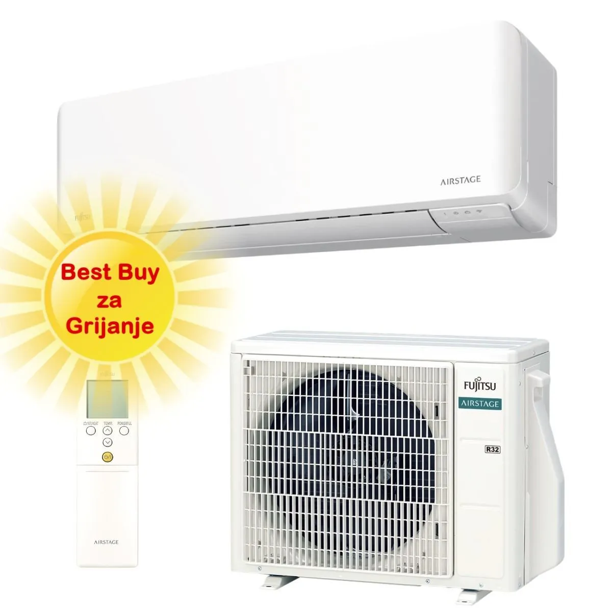 fujitsu klima uređaj aseh30kmtb/aoeh30kmtb- super eco inverter, za prostor do 80m2, a++ energetska klasa - slika 1