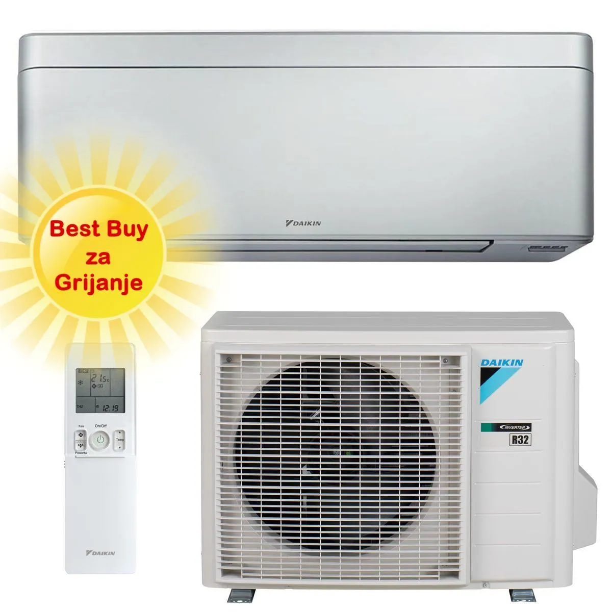 daikin klima uređaj 2kw ftxa20cs/rxa20a - stylish, za prostor do 20m2, a+++ energetska klasa, r-32 - slika 1