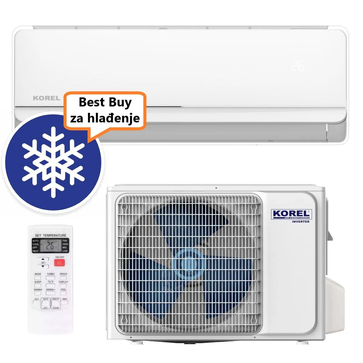 KOREL KLIMA UREĐAJ 3,4kW KSAFW-12DCE - FORWARD, za prostor do 35m2, A++ energetska klasa, Wi-Fi, R32 - Zagreb