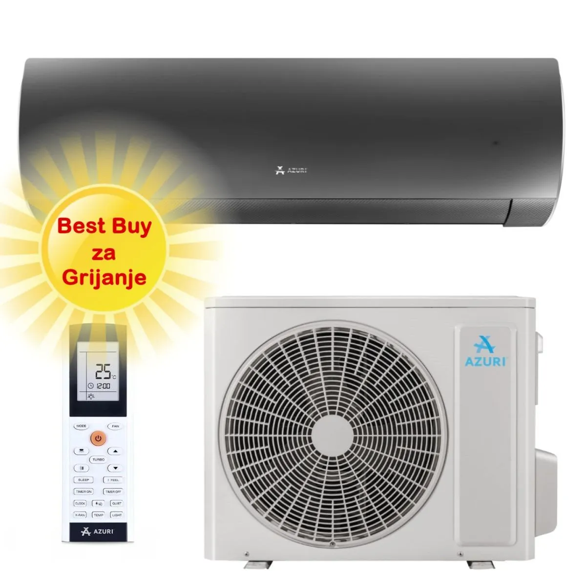 AZURI KLIMA UREĐAJ 3,5kW AZI-WO35VB - Crna Supra Inverter, za prostor do 35m2, A++ energetska klasa, Wi-Fi, R-32 - Zagreb