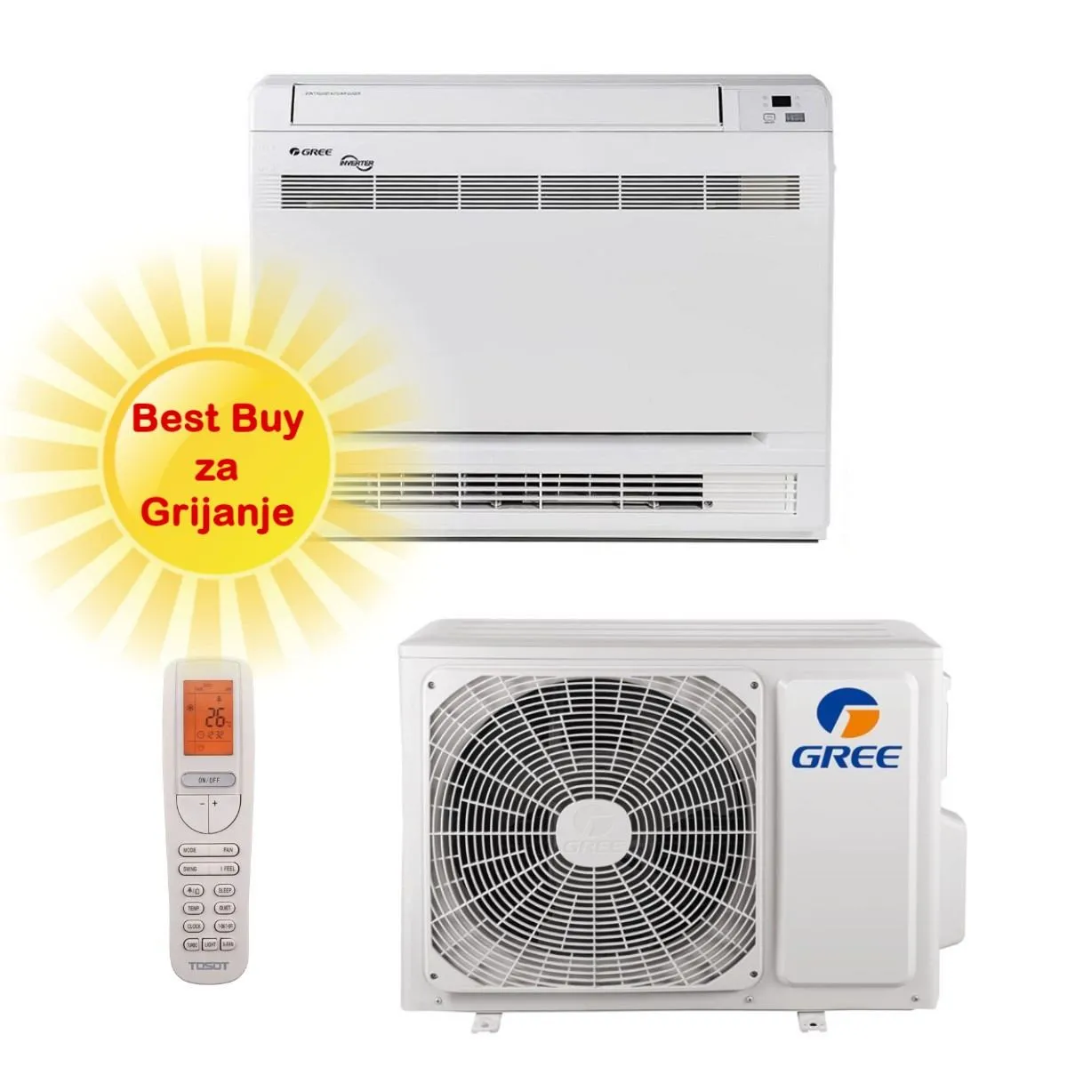 GREE klima uređaj 5,2kW: GEH18AA - Podna/Parapetna, za prostor do 50m2, A++ energetska klasa - Zagreb