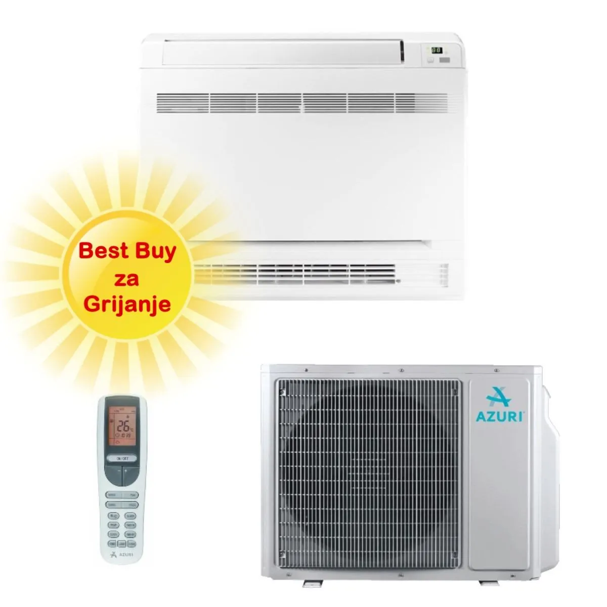 AZURI KLIMA UREĐAJ 3,5kW AZI-FO35VD - podna, za prostor do 35m2, A++ energetska klasa, Wi-Fi - Zagreb
