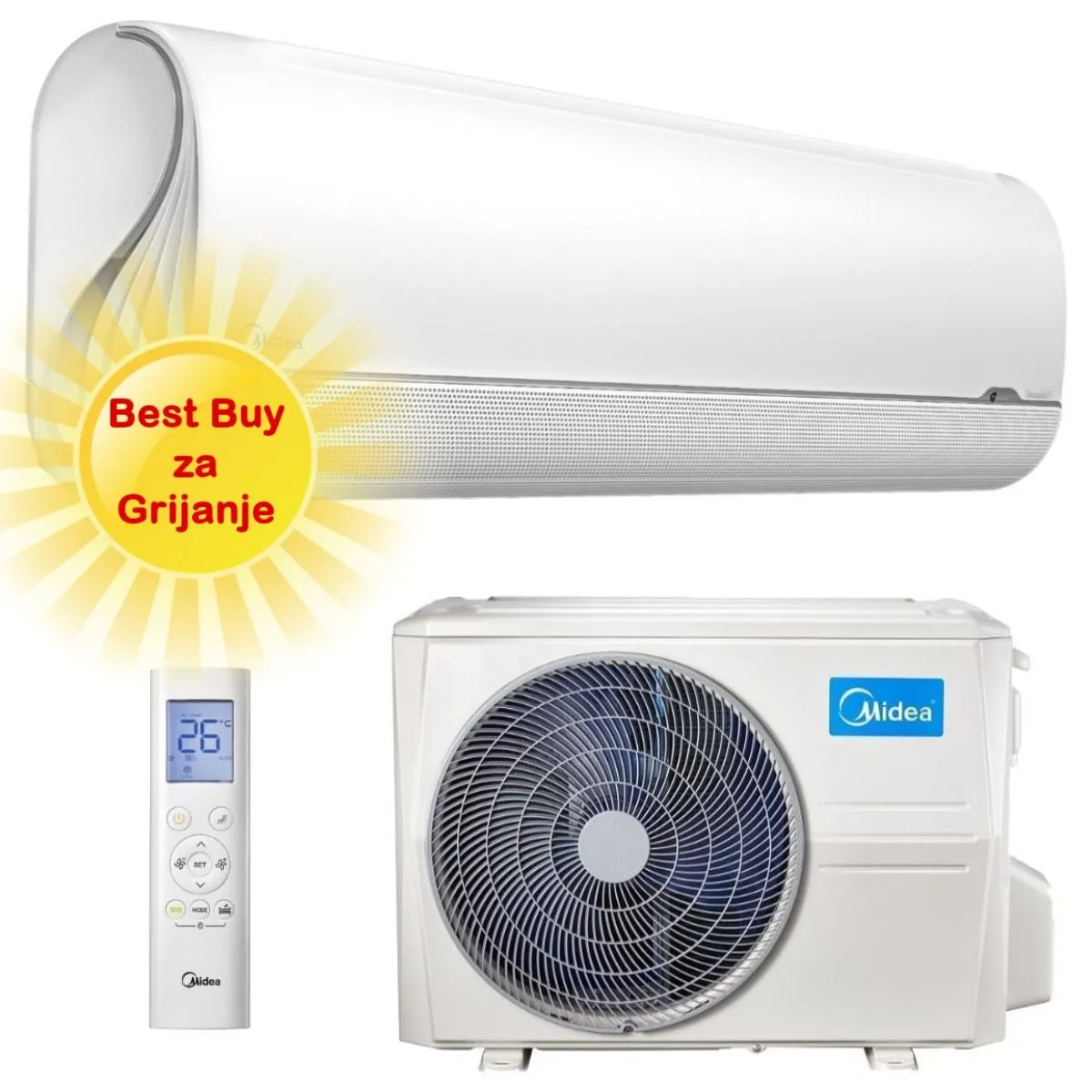 MIDEA KLIMA UREĐAJ 3,72kW MSFAAU-12HRFN8/ MSFAAU-12HRFN8 Breezeless, za prostor do 35m2, A+++ energetska klasa - Zagreb