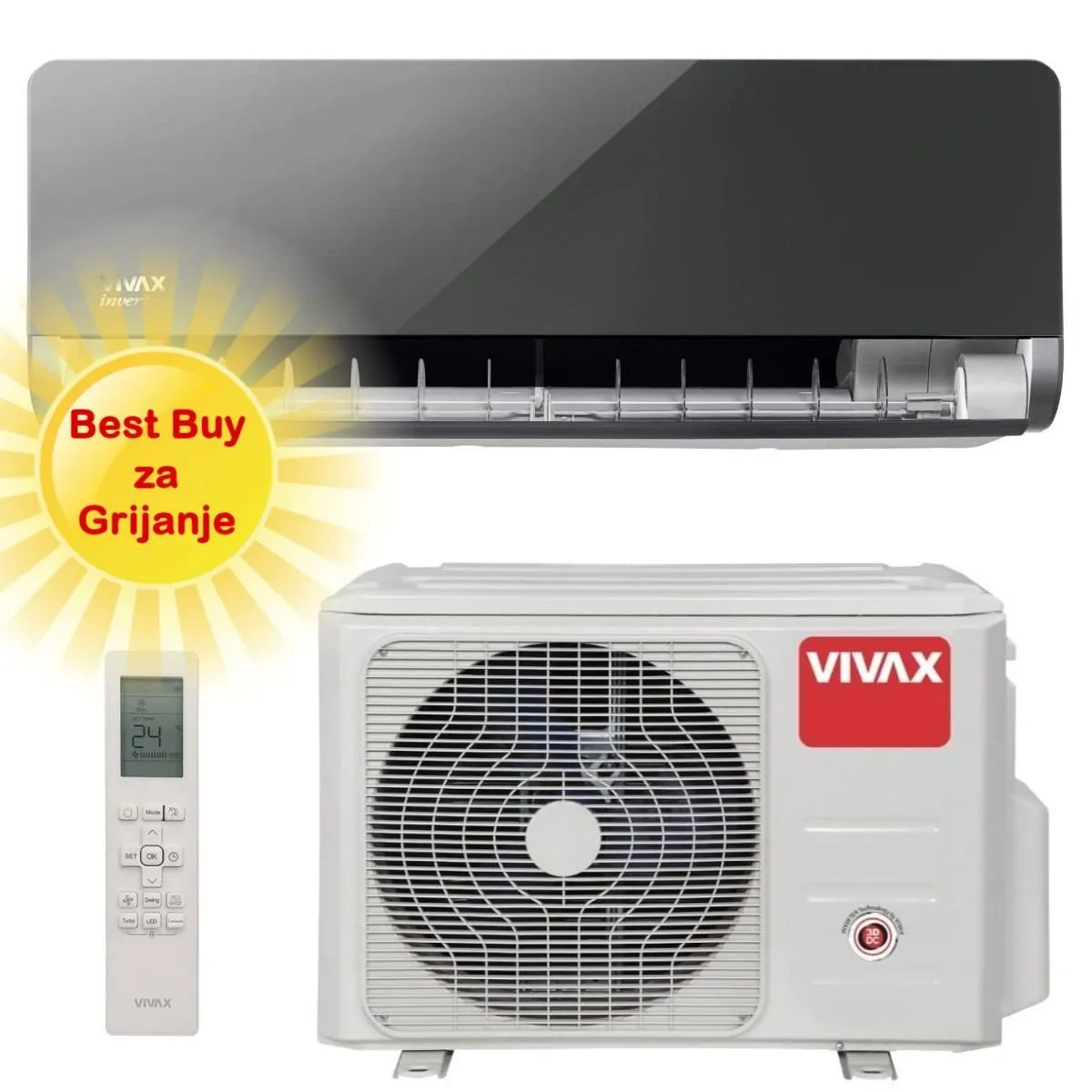 Vivax klima uređaj 3,52kW ACP-12CH35AEHI - H+ design, siva mirror, za prostor do 35m2, A+++ energetska klasa - Zagreb