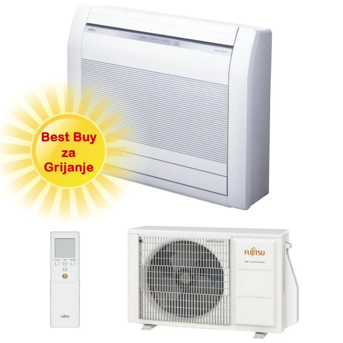 FUJITSU KLIMA UREĐAJ 2,5kW AGEG09KVCA/AOEG09KVCA - Podna/parapetna, za 30m2, A++ energetska klasa - Zagreb