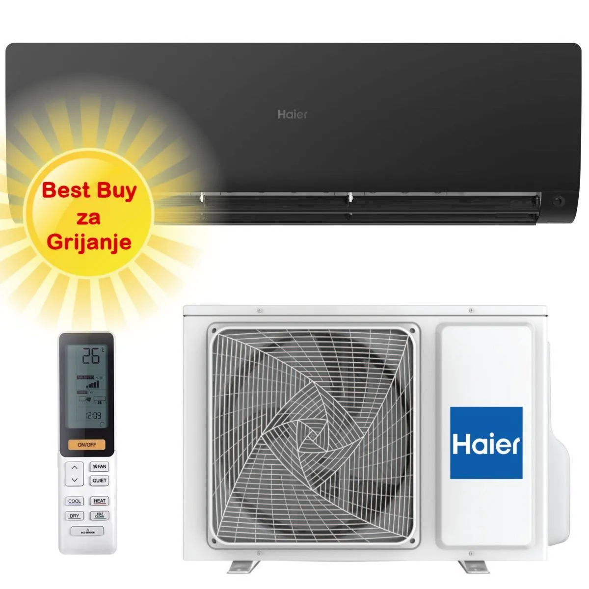 haier klima uređaj 2,6kw as25s2sf1fa-bh/1u25s2sm1fa - flexis plus, za prostor do 30m2, a+++ energetska klasa - slika 1
