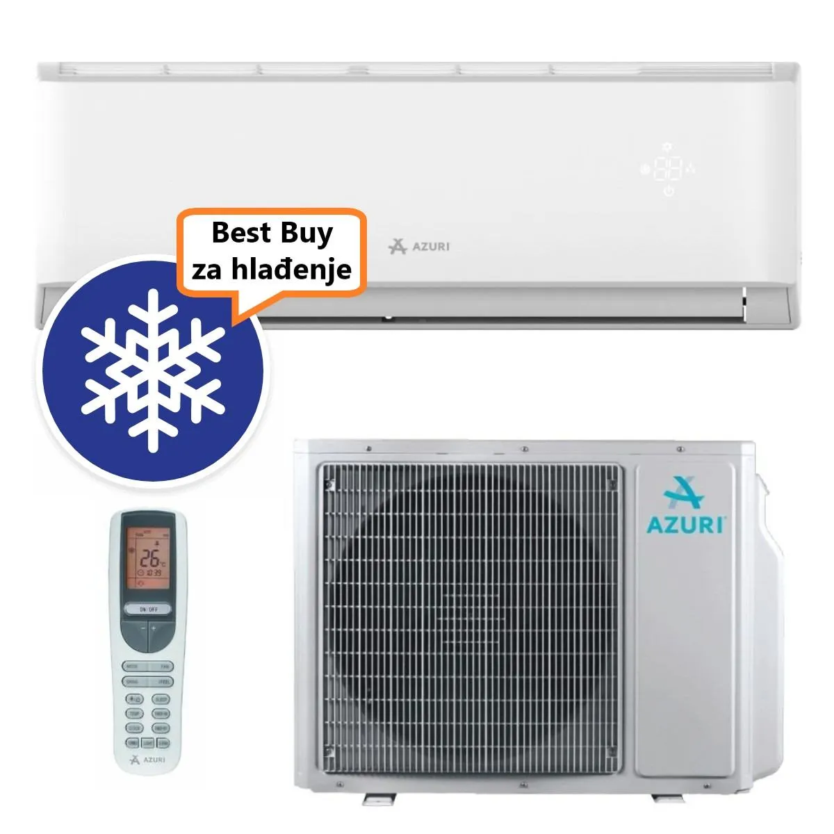 AZURI KLIMA UREĐAJ 3,2kW AZI-WA35VH - Nora Premium Inverter, za prostor do 35m2, A++ energetska klasa, Wi-Fi, R-32 - Zagreb