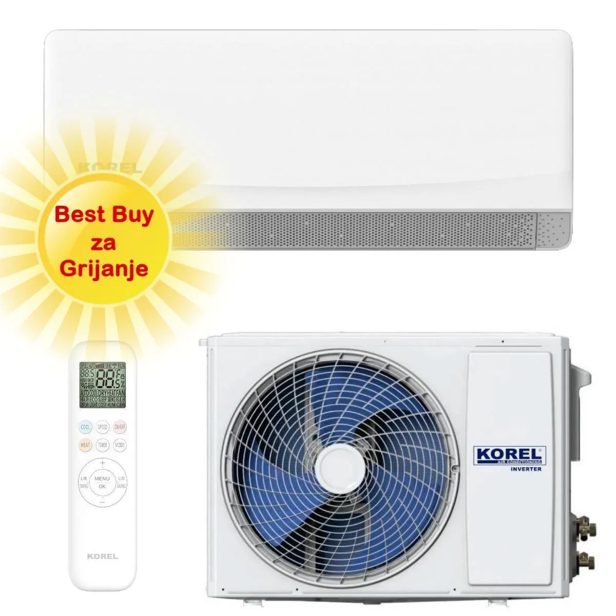 KOREL KLIMA UREĐAJ 3,5kW KSAME-12DCEG - MAGIC BREEZE, za prostor do 35m2, A+++ energetska klasa, Wi-Fi, R32 - Zagreb