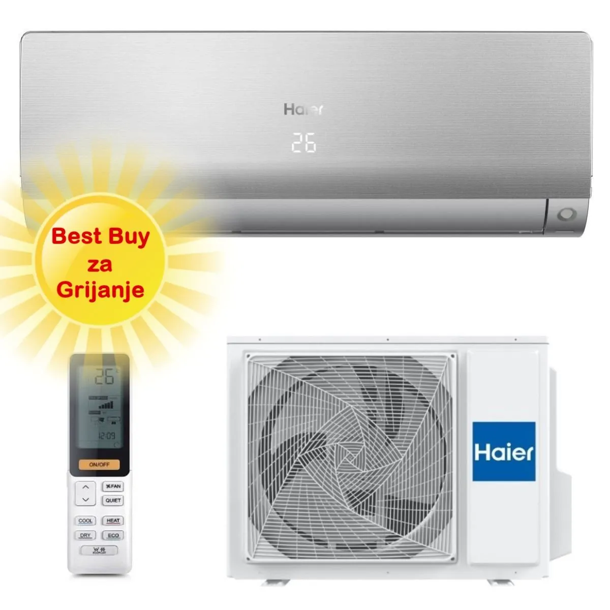 HAIER KLIMA UREĐAJ 2,6kW AS25S2SF1FA-S/1U25S2SM1FA - Flexis Plus, za prostor do 25m2, A+++ energetska klasa - Zagreb