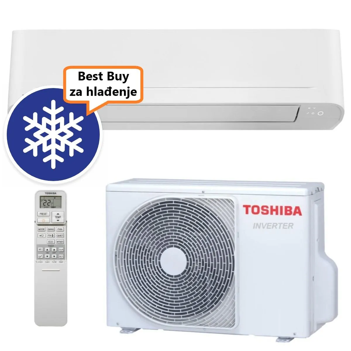 TOSHIBA KLIMA UREĐAJ 3,5kW RAS-B13E2KVG-E/RAS-13E2AVG-E - Seiya, do 35m2, A++, R32 - Zagreb