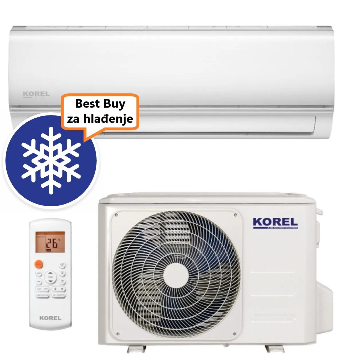 KOREL KLIMA UREĐAJ 5,3kW KOR32-18HFN8-IX/KOR32-18HFN8-OX - NEXO, za prostor do 50m2, A++ energetska klasa, Wi-Fi, R32 - Zagreb