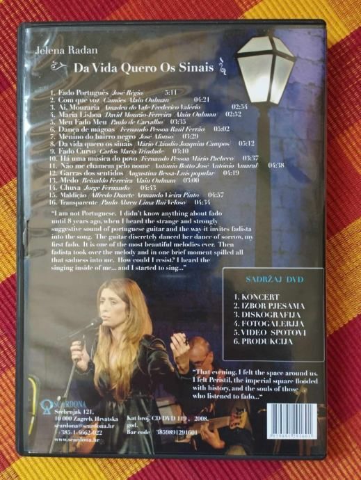 jelena radan - fado na peristilu; da vida quero os sinais (2dvd) - slika 2