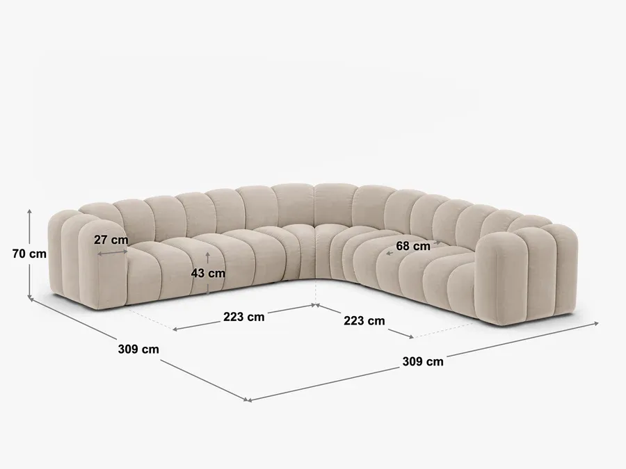 kutna garnitura lupine 309x309cm, materijal: chenille eden - slika 5