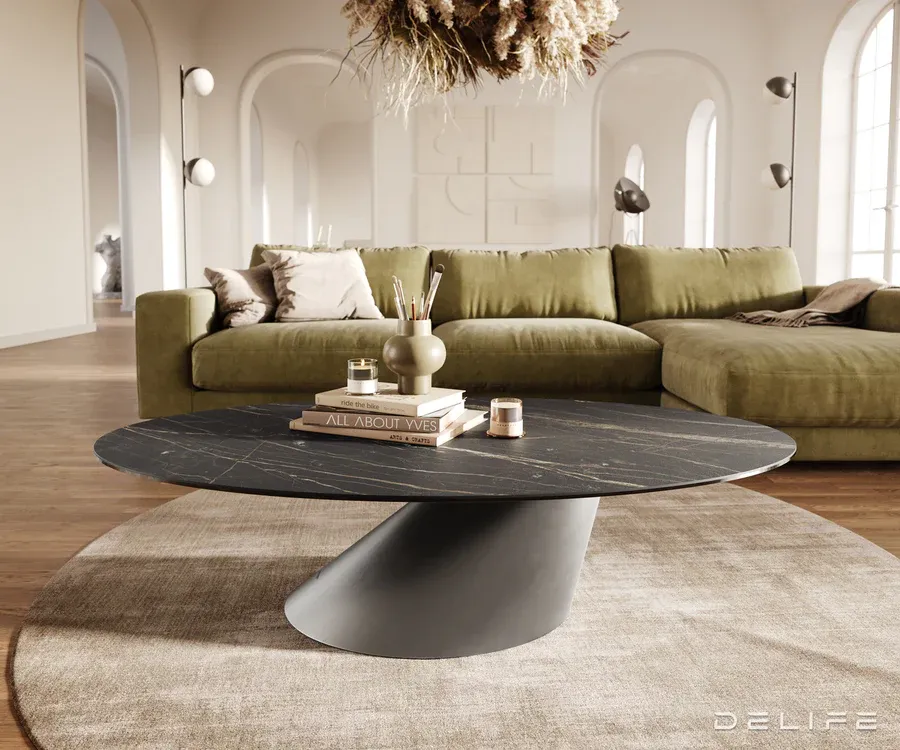 klub stolić edge 140x80cm, materijal: keramika laminam noir desir - slika 2