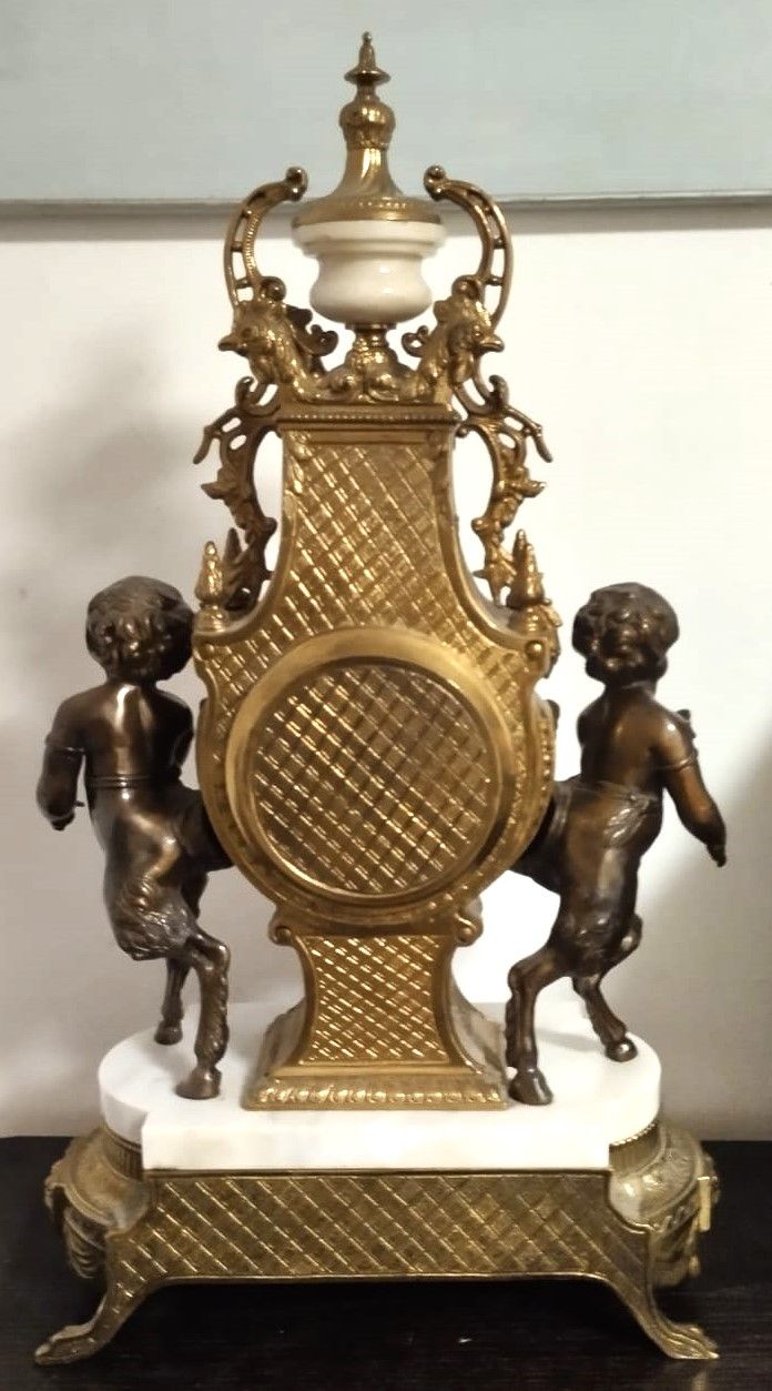 antique kaminski sat sa brončanim kerubinima - slika 3