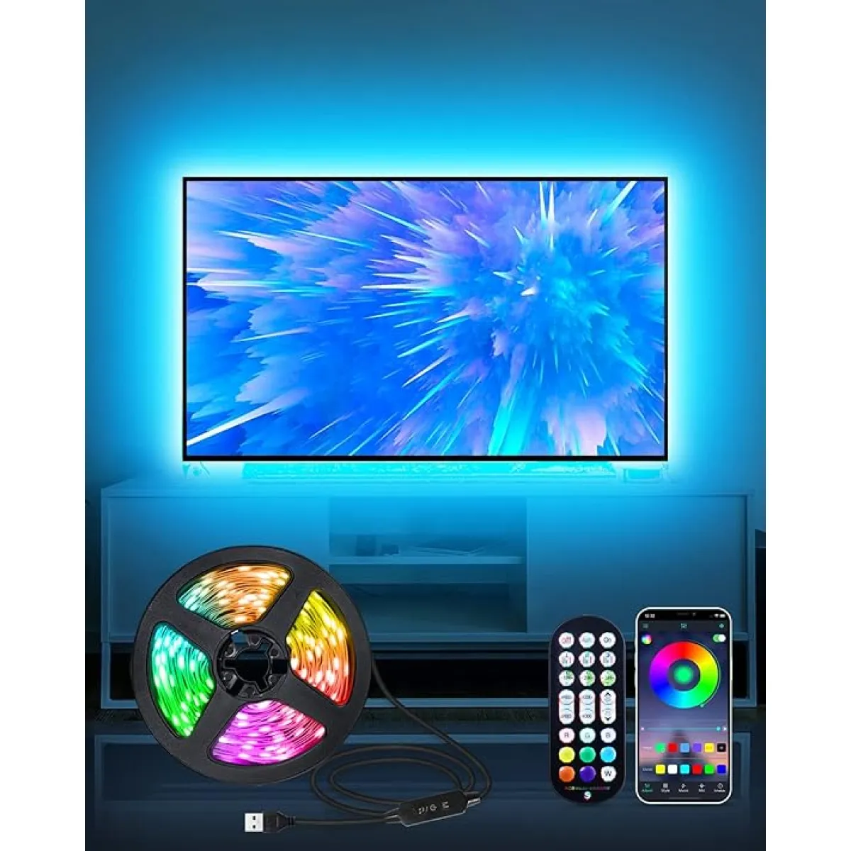 usb led traka 200 cm s daljinskim rgb relax tv - slika 5