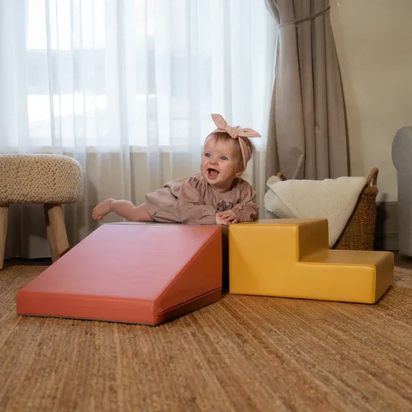 soft play set od 3 pjenastih blokova-pastelno ružičasti mini penjalica - slika 2
