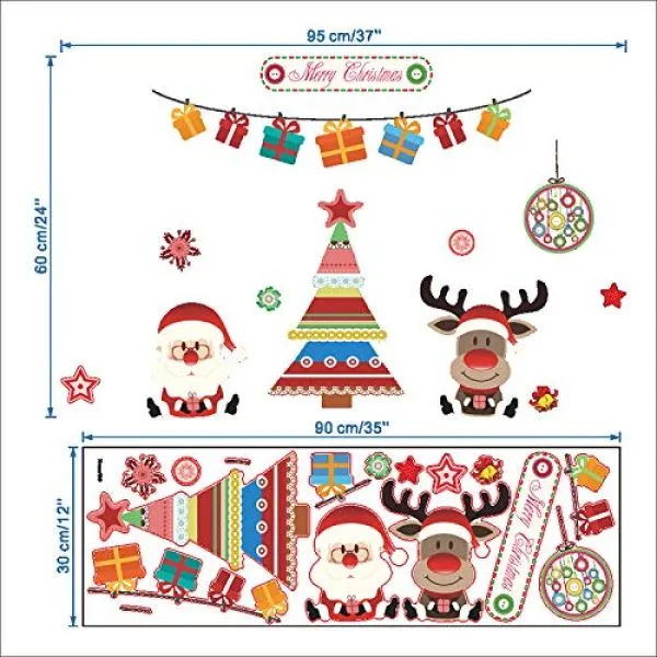 zidna naljepnica - merry christmas - djedica i rudolf - slika 6
