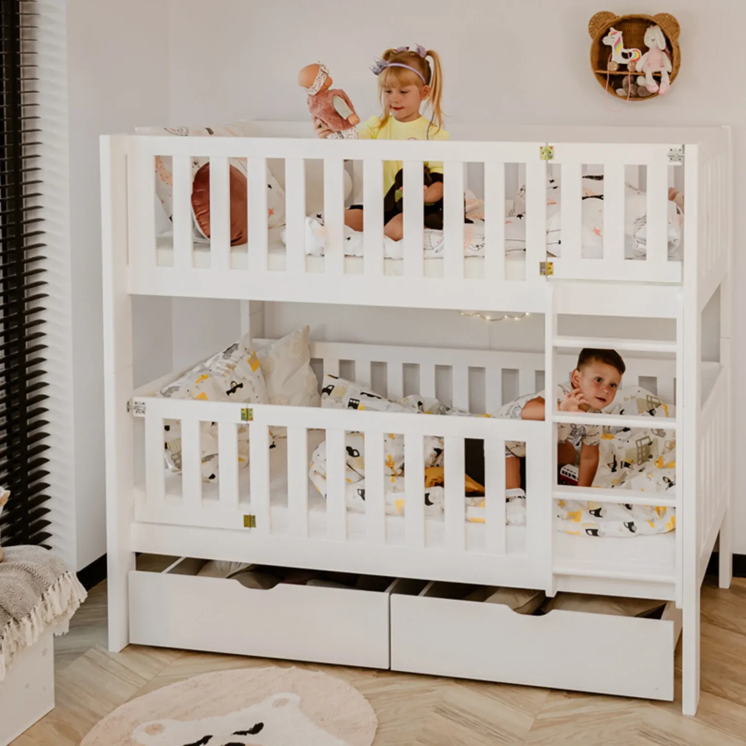Drveni dječji krevet na kat Ksawery 180×80 – puno drvo - Vidovec