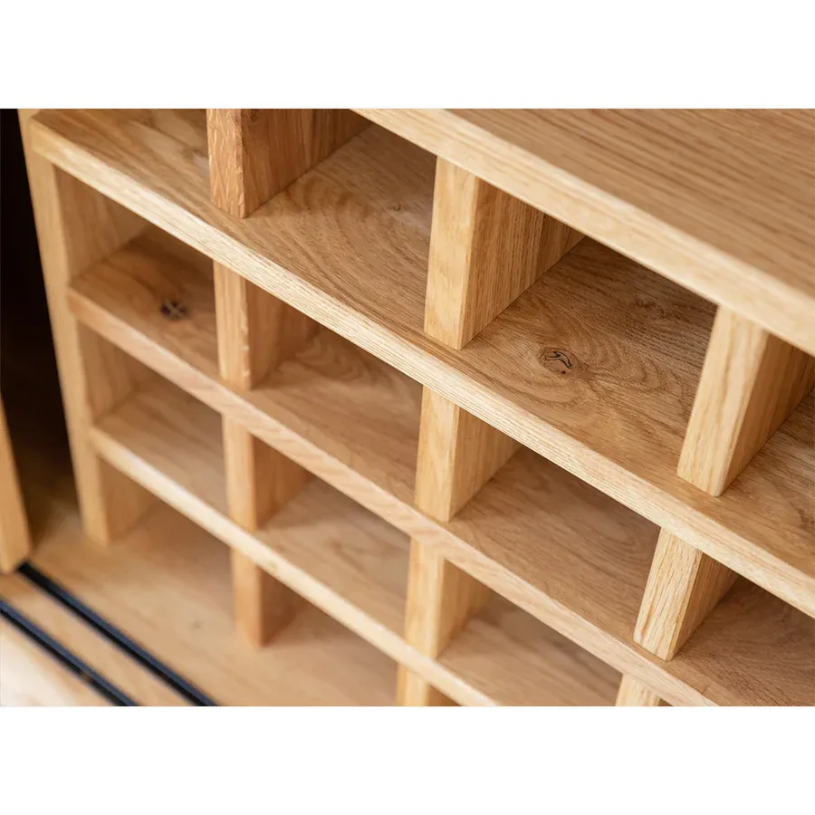 komoda modern loft 101x45cm sa staklom, materijal: masivno drvo hrast - slika 12