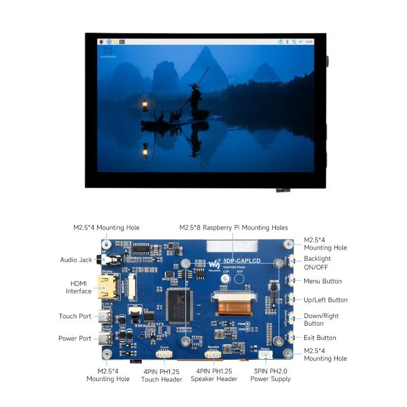 5" HDMI IPS touch ekran - 1024x600 px - Zagreb