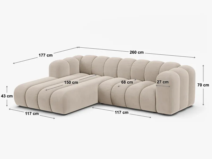 kutna garnitura lupine 260x177cm, materijal: chenille eden - slika 6