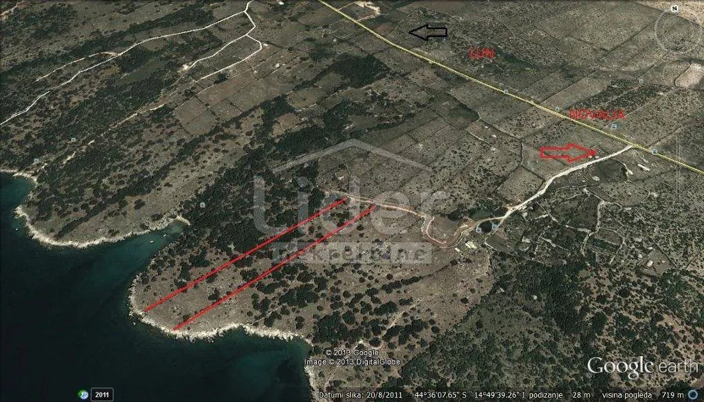 građevinski teren 20.272 m2 prvi red do mora na potezu novalja prema lunu - slika 3