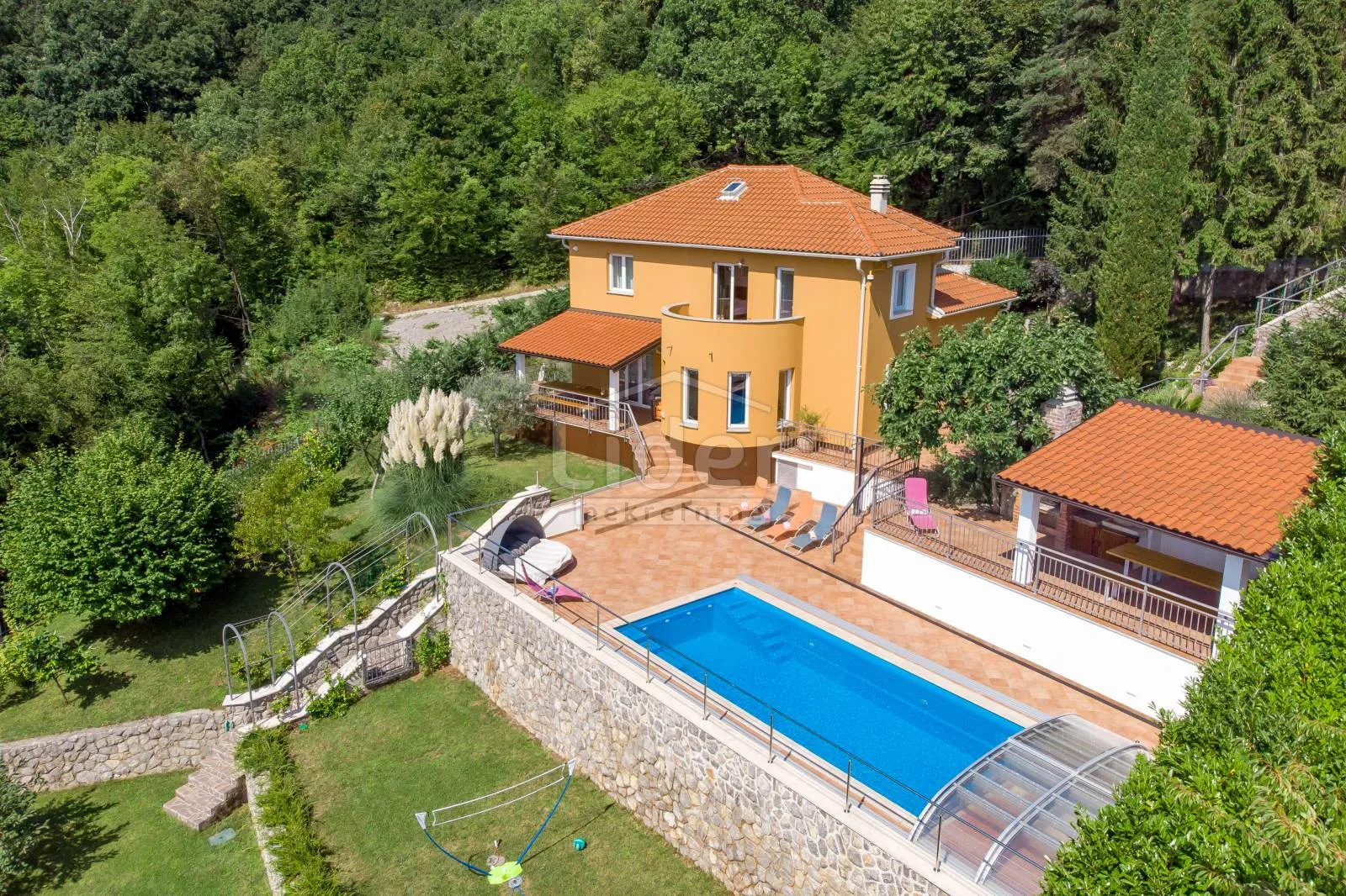 Veprinac, kuća na mirnoj lokaciji, bazen, pogled - Veprinac, Opatija
