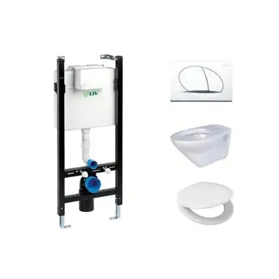 liv podžbukni set 4 u 1, vodokotlić sa tipkom+školjka+daska - slika 1