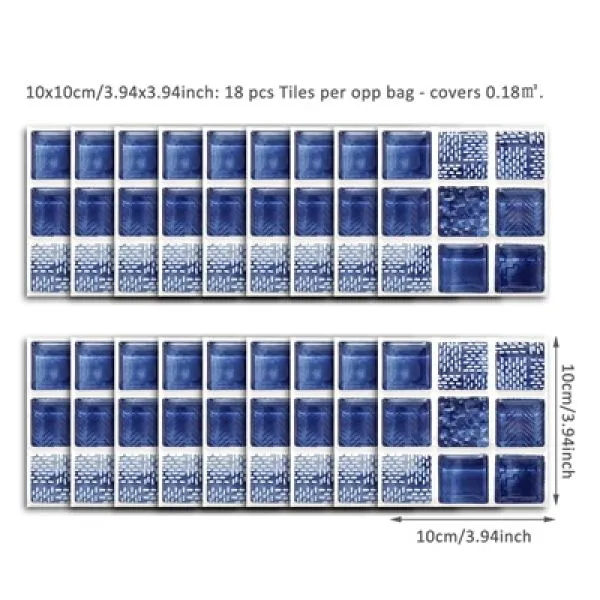 mozaik zidne naljepnice 10x10 cm - pakiranje 18 komada - 2 mod - slika 5