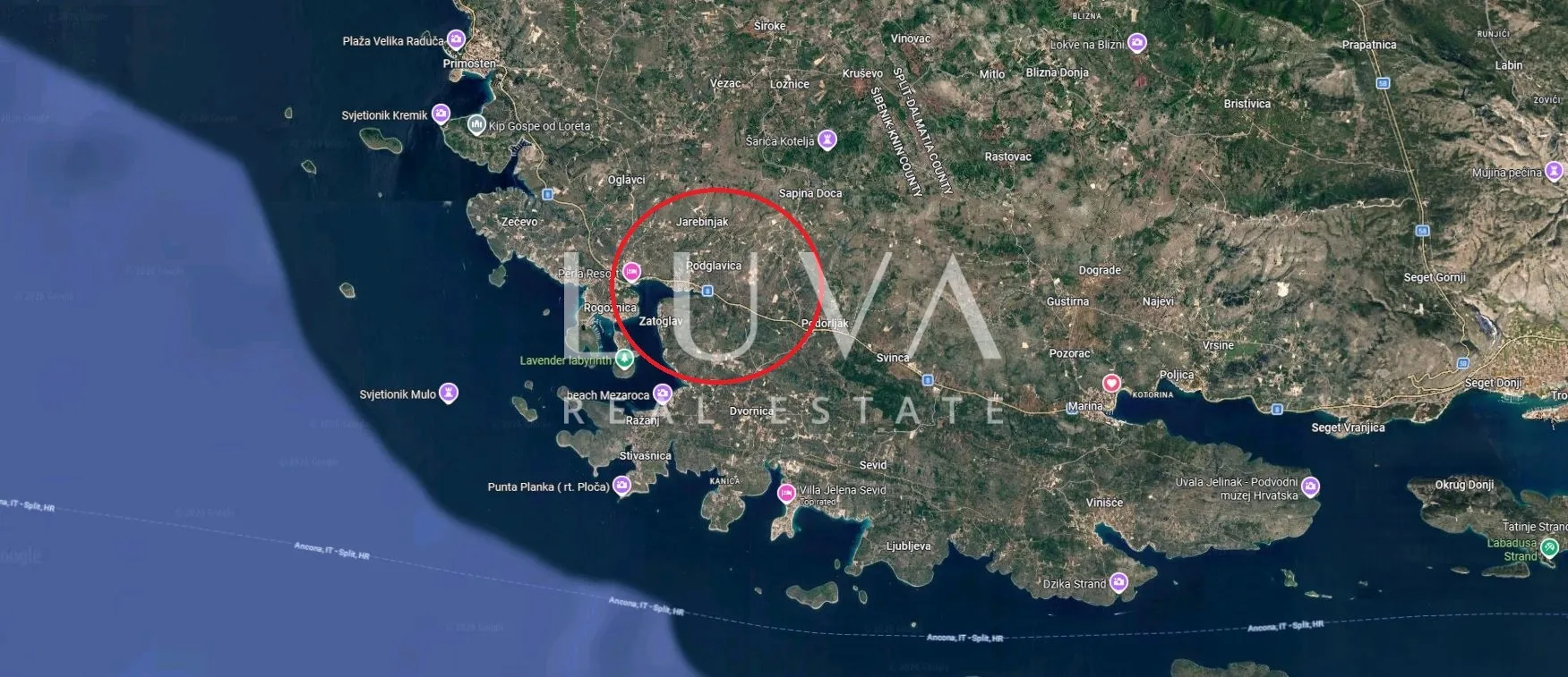 rogoznica, jarebinjak, građ. zemljište 530m2 s pogledom na more - slika 1