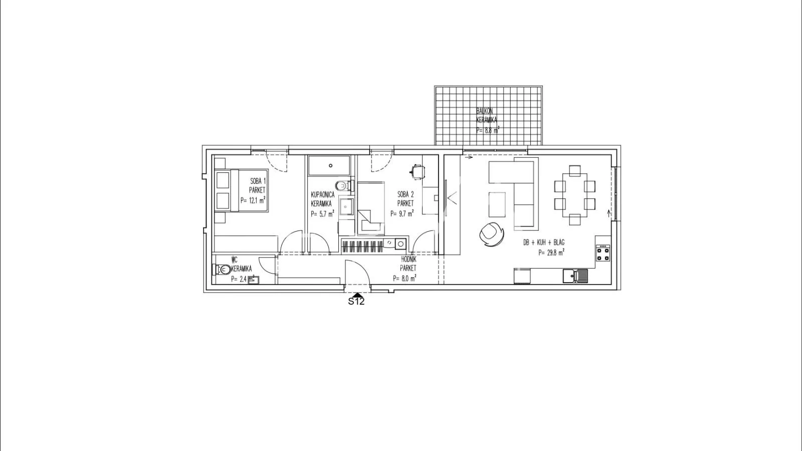brezovica, novogradnja, 3s stan nkp 72 m2 na prodaju, s12 - slika 4