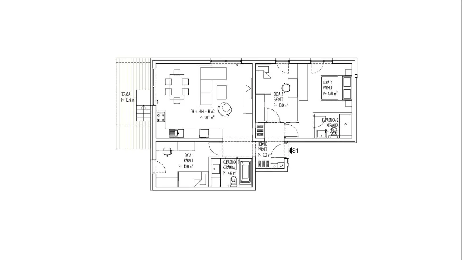 brezovica, novogradnja, 4s stan nkp 86 m2 na prodaju, s1 - slika 4