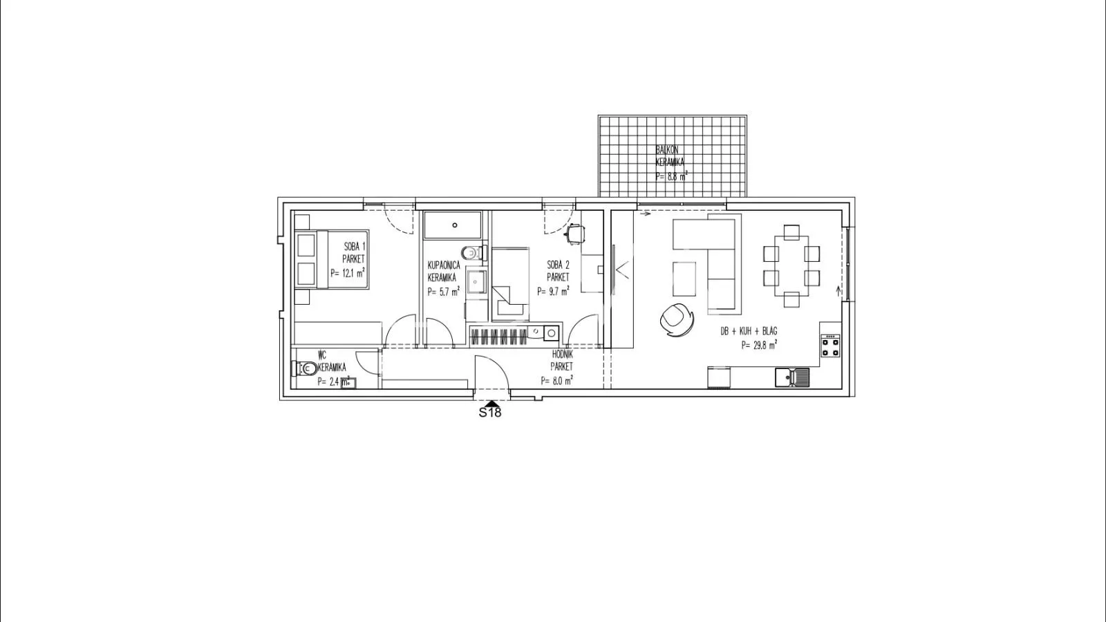 brezovica, novogradnja, 3s stan nkp 72 m2 na prodaju, s18 - slika 4