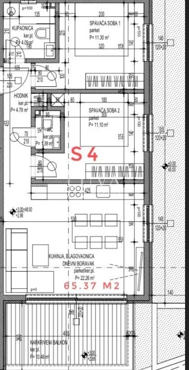 čiovo, novogradnja s pogledom na more, stan dz/s4 nkp 63 m2 - slika 7