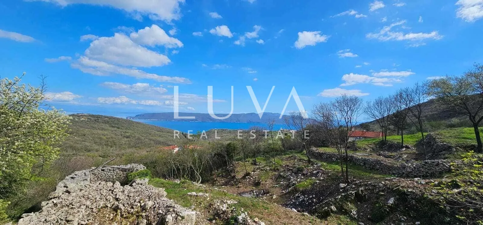 kvarner, brseč, građevinsko zemljište 1.173 m2 s pogledom na more na prodaju - slika 1