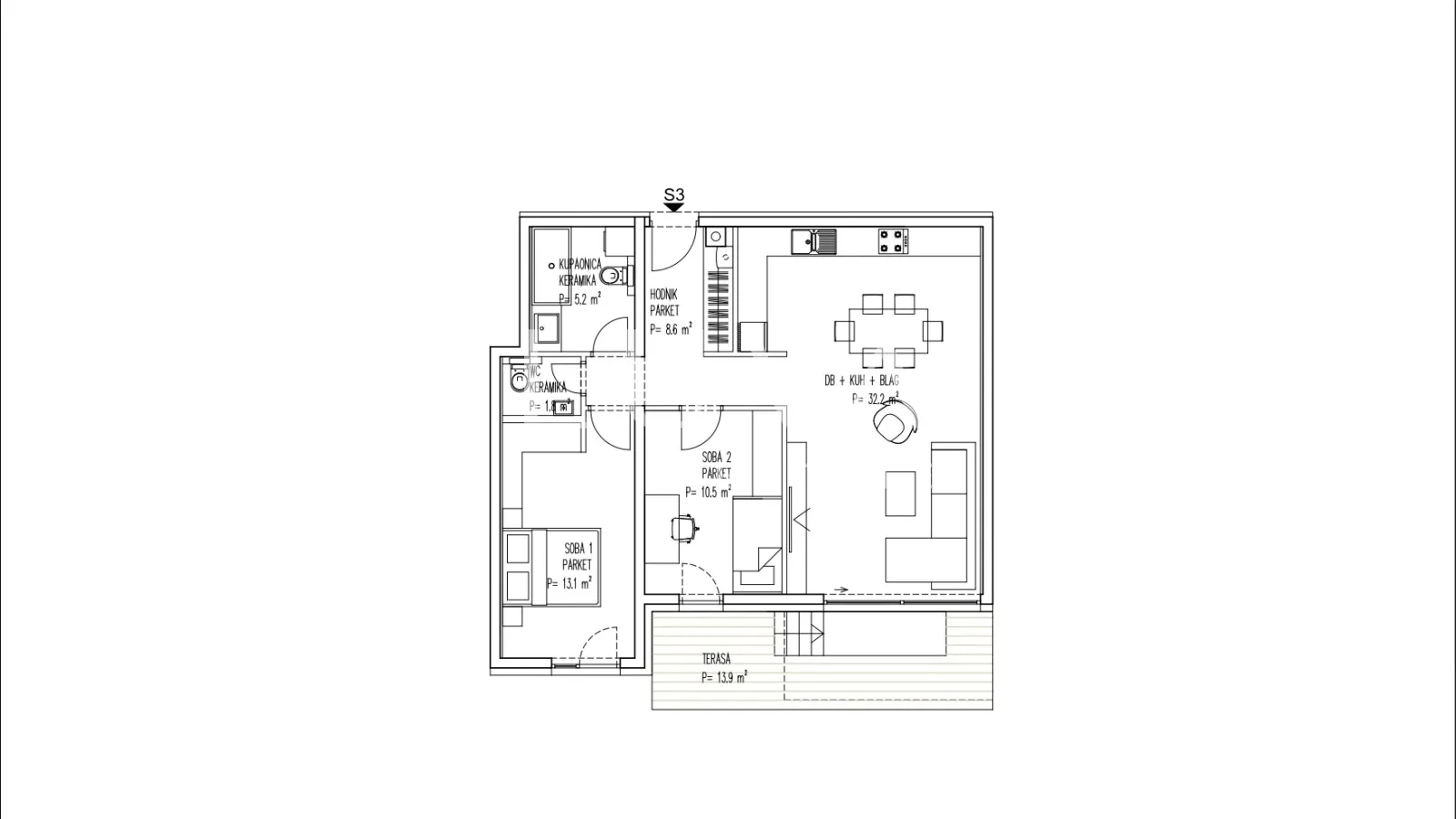 brezovica, novogradnja, 3s stan nkp 81 m2 na prodaju, s3 - slika 4