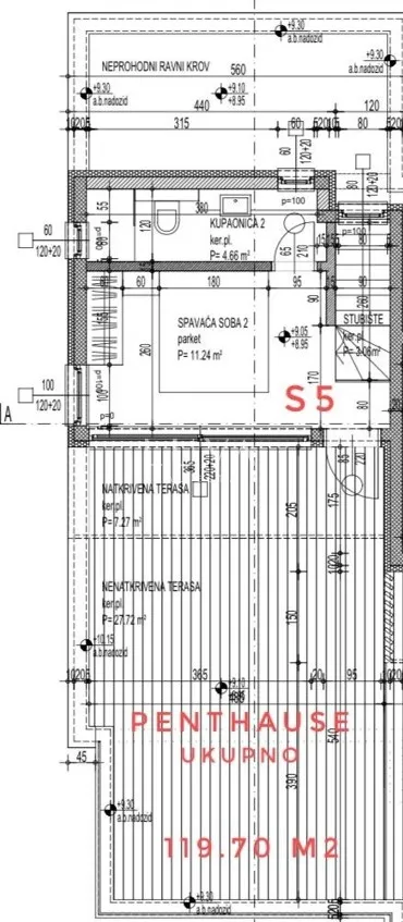 čiovo, novogradnja s pogledom na more, penthouse gz/s5 nkp 90 m2 - slika 8