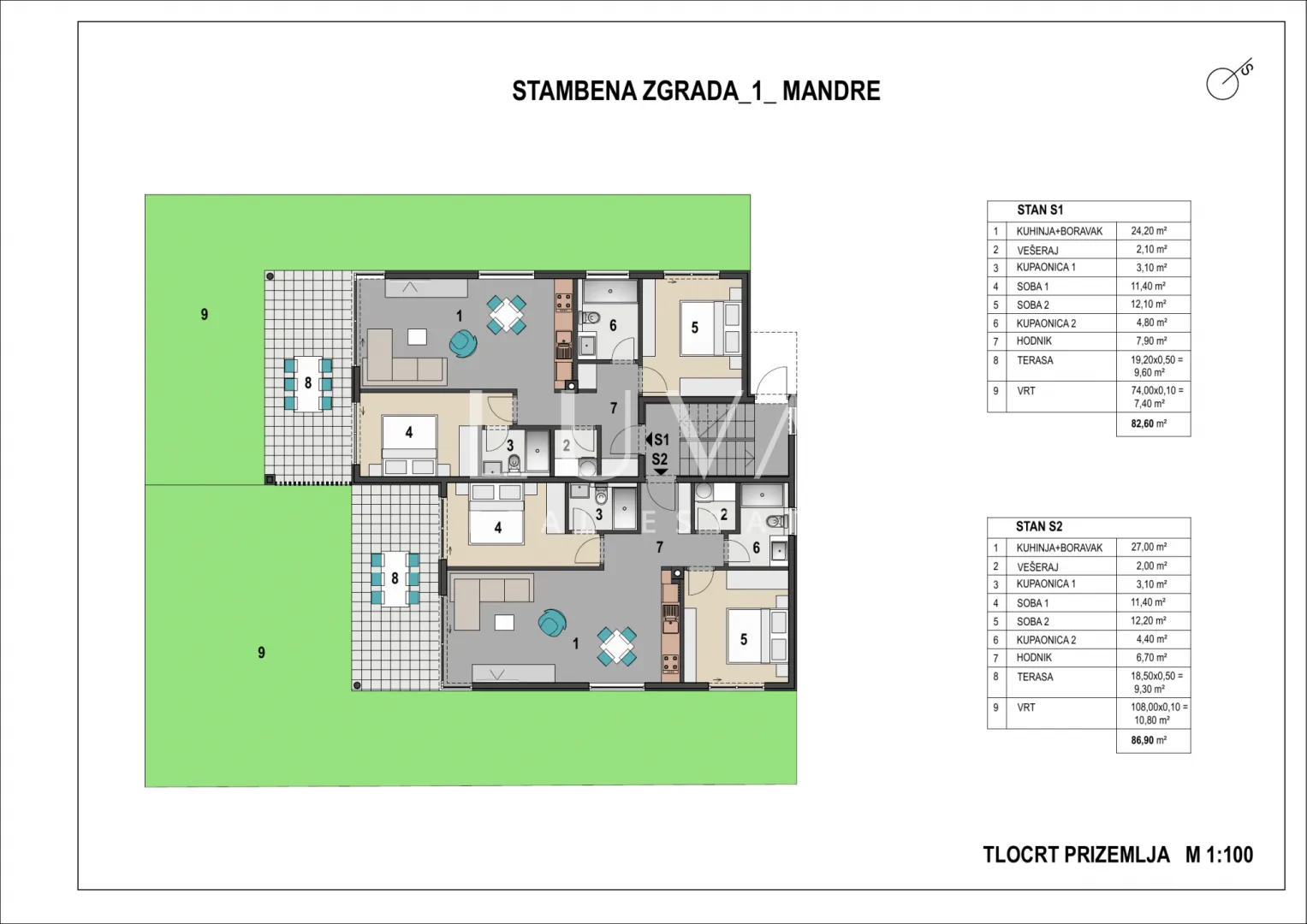 otok pag, mandre, prizemni apartman s privatnim vrtom, 84 m² - slika 5