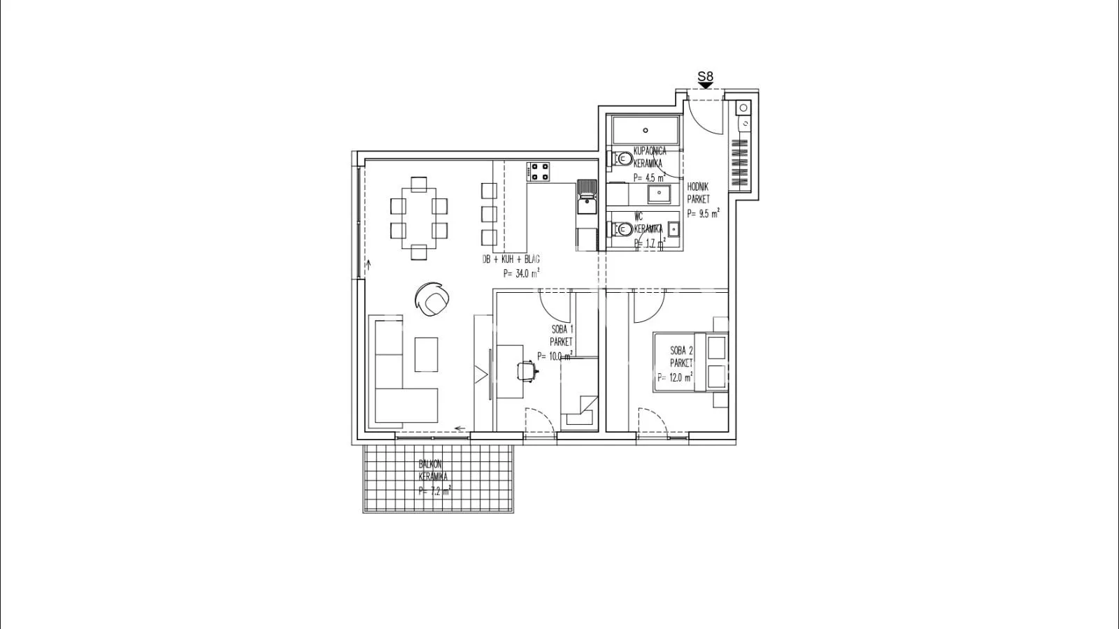 brezovica, novogradnja, 3s stan nkp 75 m2 na prodaju, s8 - slika 4