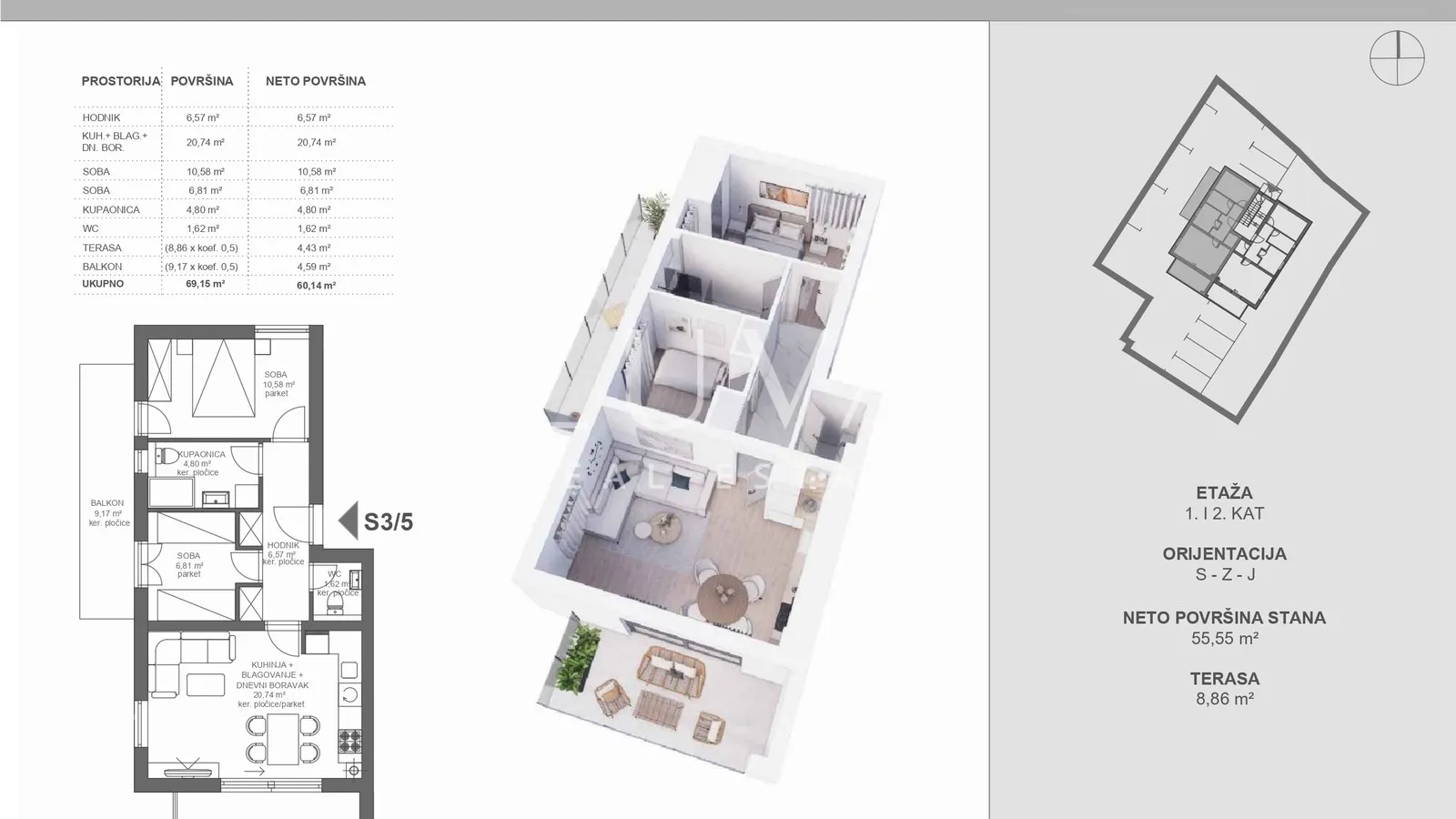 pakoštane, luksuzna novogradnja, 3s apartman s3, prodaja - slika 3