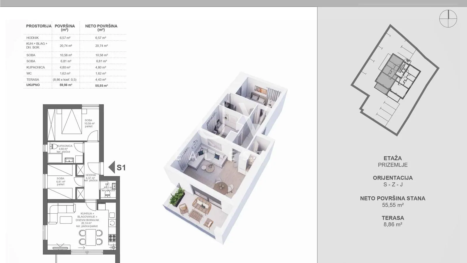 pakoštane, luksuzna novogradnja, 3s apartman s1, prodaja - slika 3