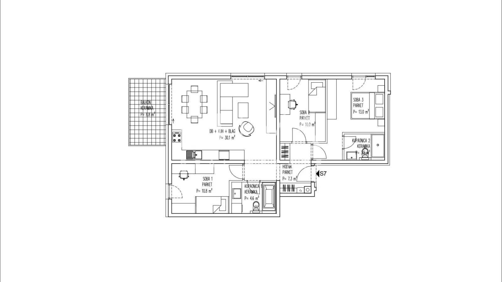 brezovica, novogradnja, 4s stan nkp 84 m2 na prodaju, s7 - slika 4