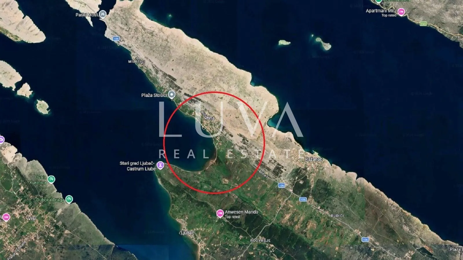 zadar, rtina, građevinsko zemljište 3825m2 blizu mora na prodaju - slika 2