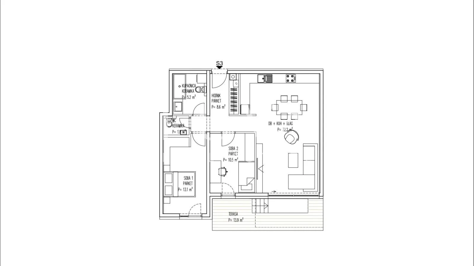 brezovica, novogradnja, 3s stan nkp 81 m2 na prodaju, s3 - slika 4