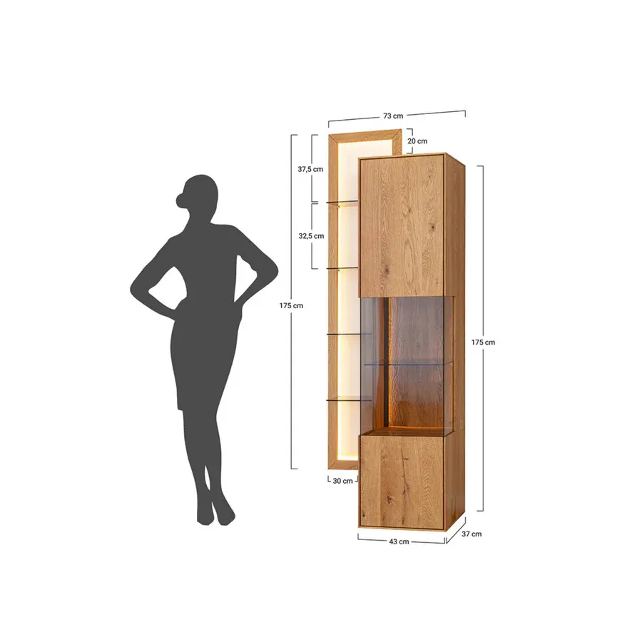 vitrina collodi 73x195cm, materijal: masivno drvo hrast - slika 14
