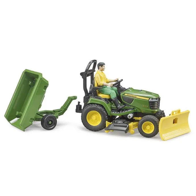 bruder john deere traktor kosilica sa vrtlarom i prikolicom - slika 3