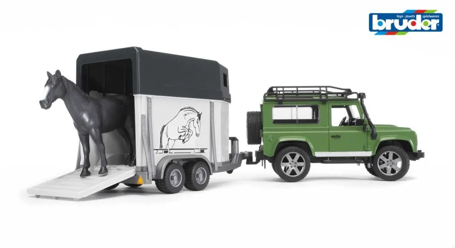 bruder auto land rover + prikolica za konje - slika 2